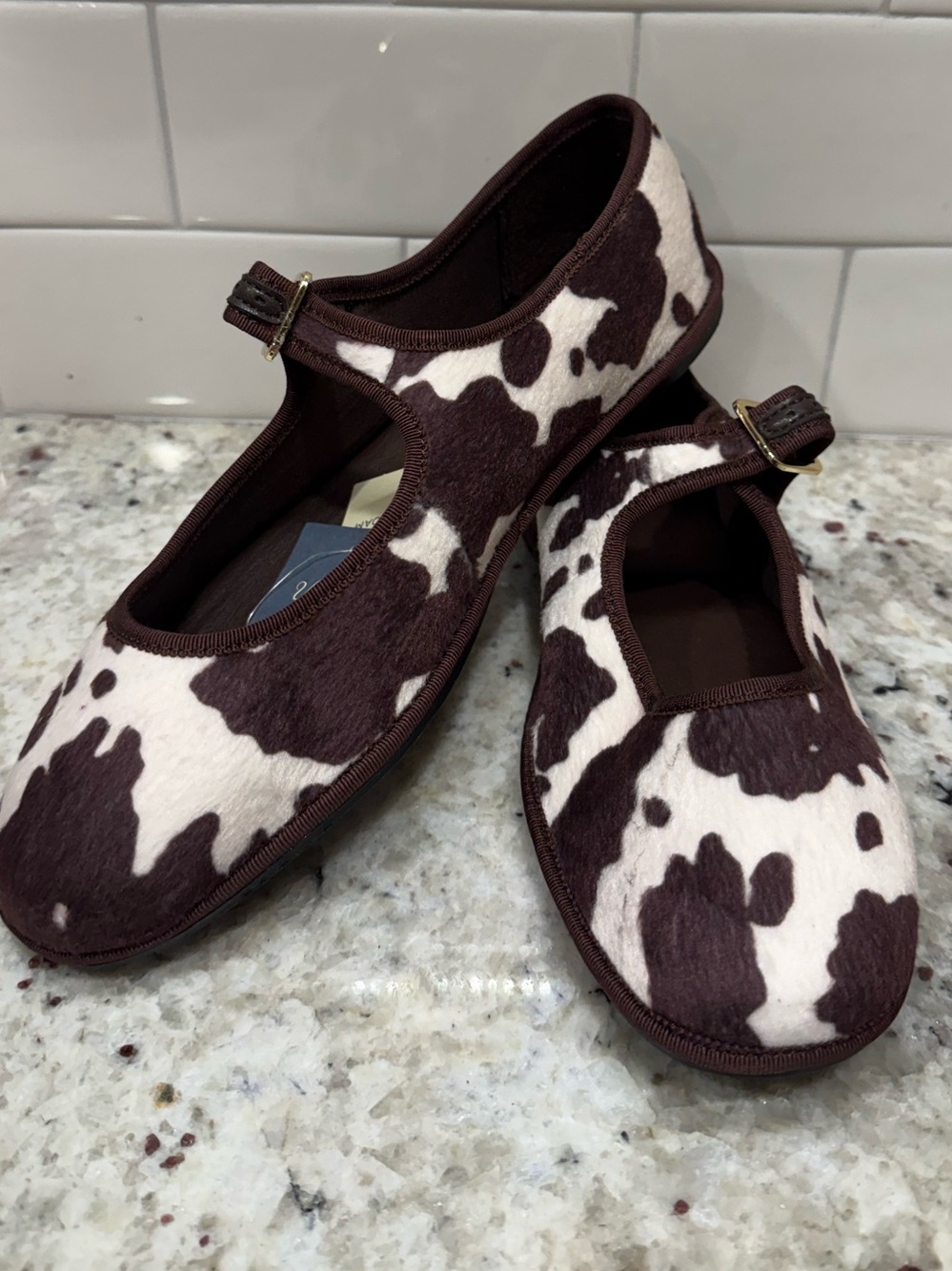 Universal Thread Brown & White Cowprint Mary Jane Shoes Size 8 NWOT or 8 1/2 NWT
